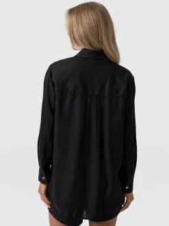 Saint and Sofia Boyfriend Shirt - Black Linen