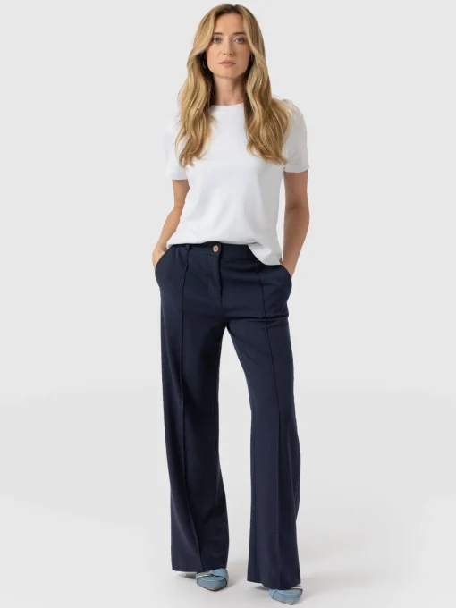 Saint and Sofia Cambridge Tailored Wide Leg Pant - Navy