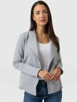 Saint and Sofia Cotton Biker Jacket - Grey