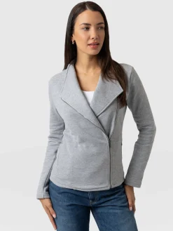 Saint and Sofia Cotton Biker Jacket - Grey