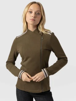 Saint and Sofia Cotton Biker Jacket - Khaki - Cream Stripe