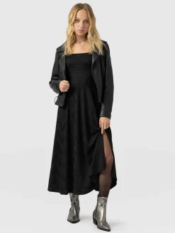 Saint and Sofia Darcey Flared Dress - Black Jacquard