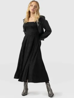 Saint and Sofia Darcey Flared Dress - Black Jacquard
