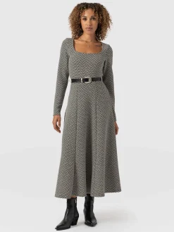 Saint and Sofia Darcey Flared Dress - Cream Lurex