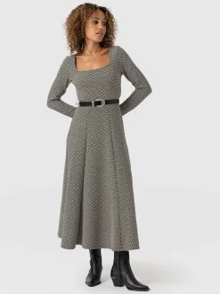 Saint and Sofia Darcey Flared Dress - Cream Lurex