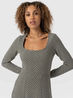 Saint and Sofia Darcey Flared Dress - Cream Lurex