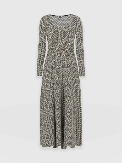 Saint and Sofia Darcey Flared Dress - Cream Lurex