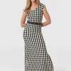 Saint and Sofia Elise Scoop Neck Midaxi Dress - Black/Cream