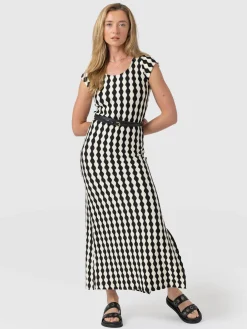 Saint and Sofia Elise Scoop Neck Midaxi Dress - Black/Cream