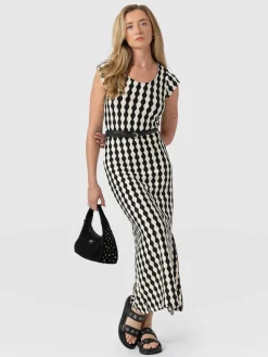 Saint and Sofia Elise Scoop Neck Midaxi Dress - Black/Cream