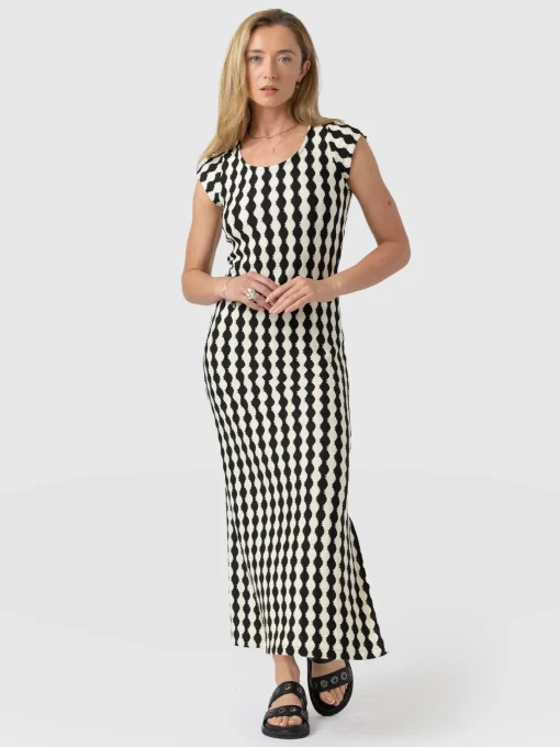 Saint and Sofia Elise Scoop Neck Midaxi Dress - Black/Cream