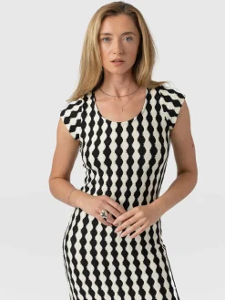 Saint and Sofia Elise Scoop Neck Midaxi Dress - Black/Cream