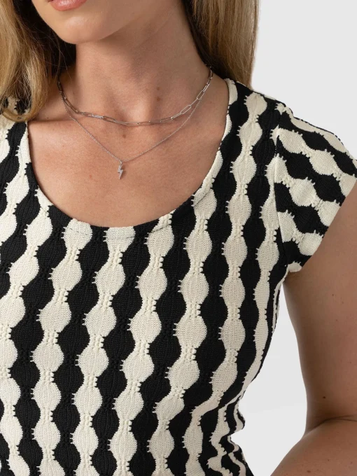 Saint and Sofia Elise Scoop Neck Midaxi Dress - Black/Cream