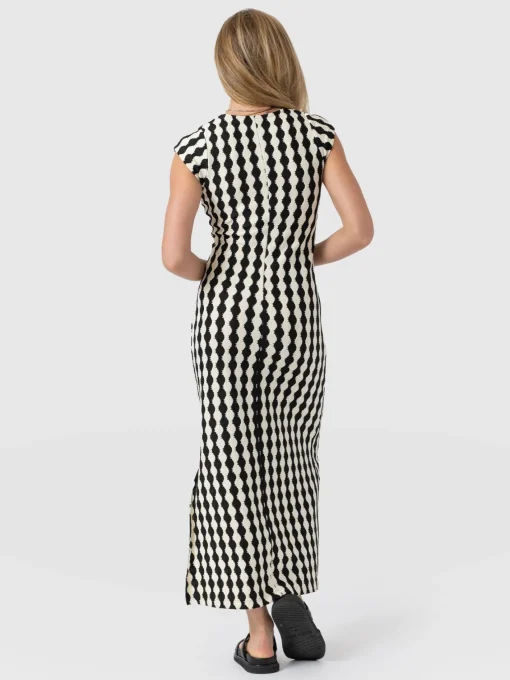 Saint and Sofia Elise Scoop Neck Midaxi Dress - Black/Cream