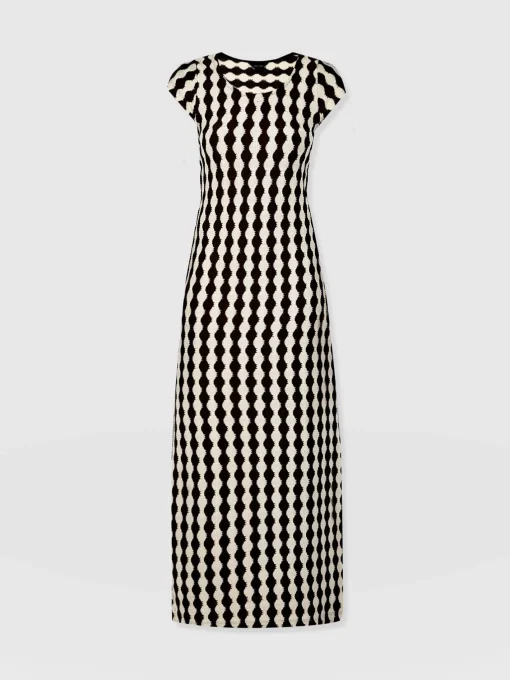 Saint and Sofia Elise Scoop Neck Midaxi Dress - Black/Cream