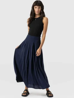 Saint and Sofia Eliza Pleated Skirt - Navy