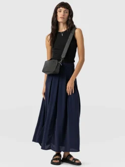 Saint and Sofia Eliza Pleated Skirt - Navy