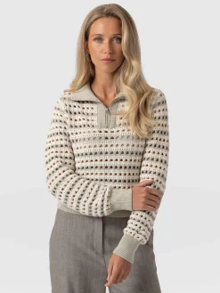 Saint and Sofia Ester Quarter Zip Knit - Beige