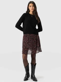Saint and Sofia Etta Mini Layered Skirt - Red Ditsy Leopard
