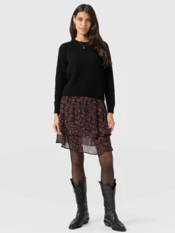 Saint and Sofia Etta Mini Layered Skirt - Red Ditsy Leopard
