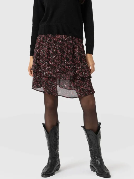 Saint and Sofia Etta Mini Layered Skirt - Red Ditsy Leopard