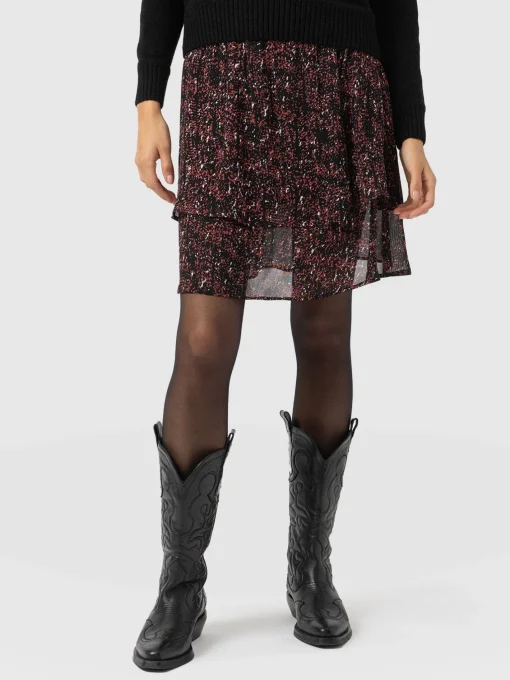 Saint and Sofia Etta Mini Layered Skirt - Red Ditsy Leopard