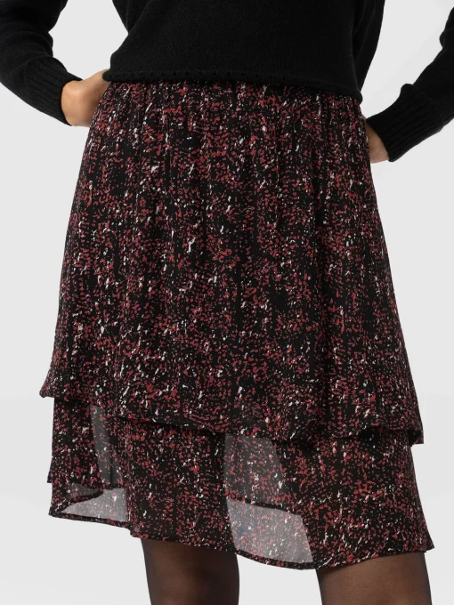 Saint and Sofia Etta Mini Layered Skirt - Red Ditsy Leopard