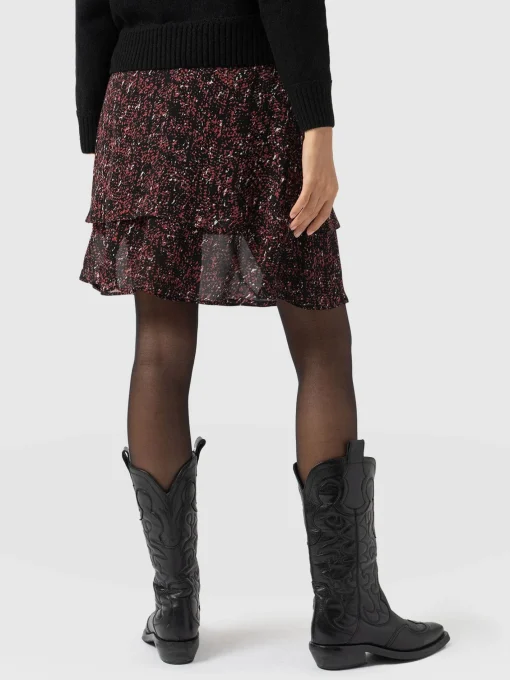 Saint and Sofia Etta Mini Layered Skirt - Red Ditsy Leopard