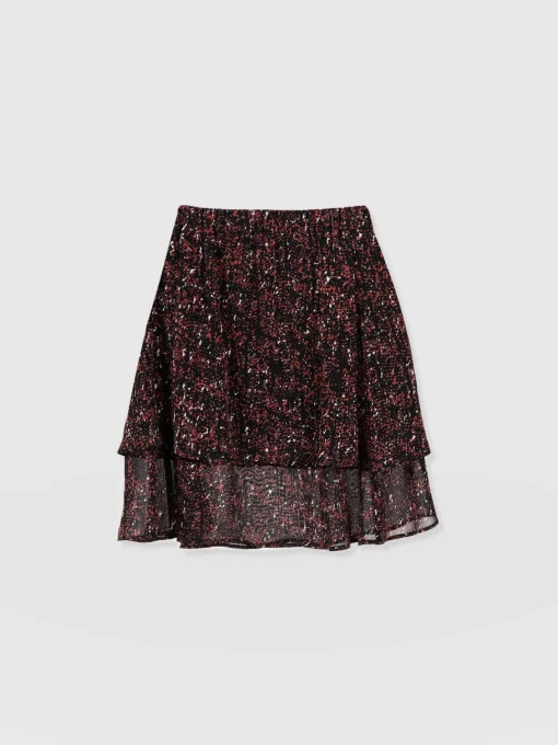 Saint and Sofia Etta Mini Layered Skirt - Red Ditsy Leopard