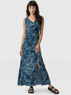 Saint and Sofia Faye Cowl Neck Dress - Blue Marble