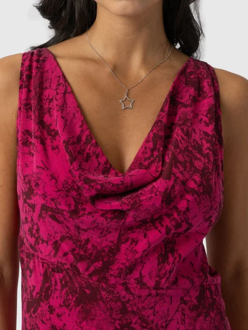 Saint and Sofia Faye Cowl Neck Dress - Pink Marble