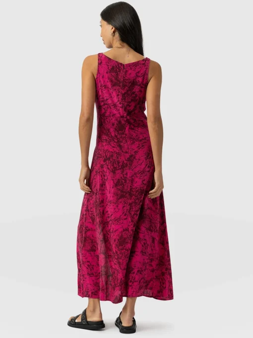 Saint and Sofia Faye Cowl Neck Dress - Pink Marble