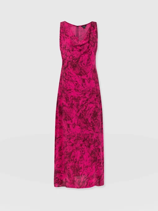 Saint and Sofia Faye Cowl Neck Dress - Pink Marble