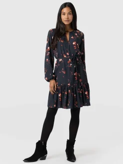 Saint and Sofia Fia Mini Tiered Dress - Dark Roses