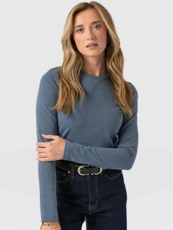 Saint and Sofia Glen Crew Neck Tee Long Sleeve - Blue