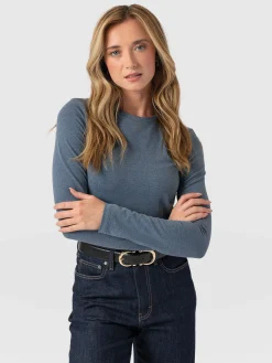 Saint and Sofia Glen Crew Neck Tee Long Sleeve - Blue