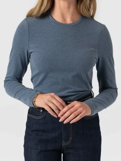 Saint and Sofia Glen Crew Neck Tee Long Sleeve - Blue