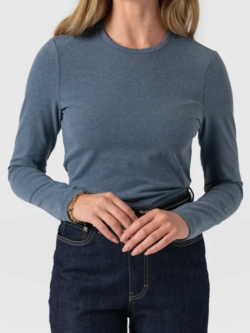 Saint and Sofia Glen Crew Neck Tee Long Sleeve - Blue