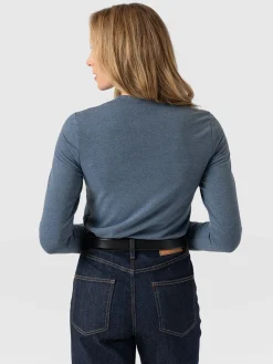 Saint and Sofia Glen Crew Neck Tee Long Sleeve - Blue
