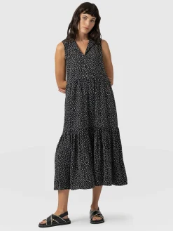 Saint and Sofia Greenwich Dress - Black Spot Tencel