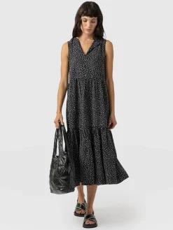 Saint and Sofia Greenwich Dress - Black Spot Tencel