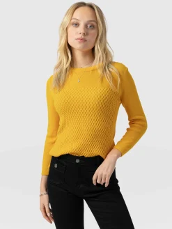 Saint and Sofia Honeycomb Rib Sweater - Yellow