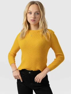 Saint and Sofia Honeycomb Rib Sweater - Yellow