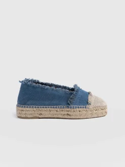 Saint and Sofia Ivy Frayed Espadrille Pumps - Blue