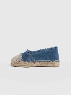 Saint and Sofia Ivy Frayed Espadrille Pumps - Blue