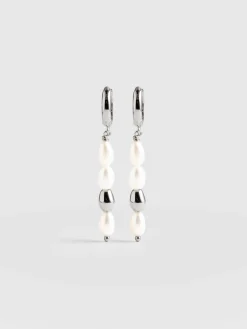 Saint and Sofia Jacqueline Pearl Drop Earrings - Silver