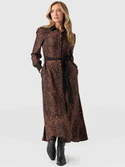 Saint and Sofia Jacqueline Shirt Dress - Brown Snake