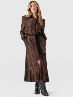 Saint and Sofia Jacqueline Shirt Dress - Brown Snake