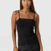 Saint and Sofia Jersey Lace Cami - Black