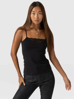 Saint and Sofia Jersey Lace Cami - Black